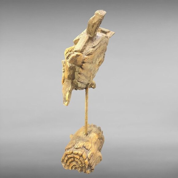 Sea Turtle On Driftwood Faux Wood Turtle On A Stand 10”T 9”W - Picture 5 of 8